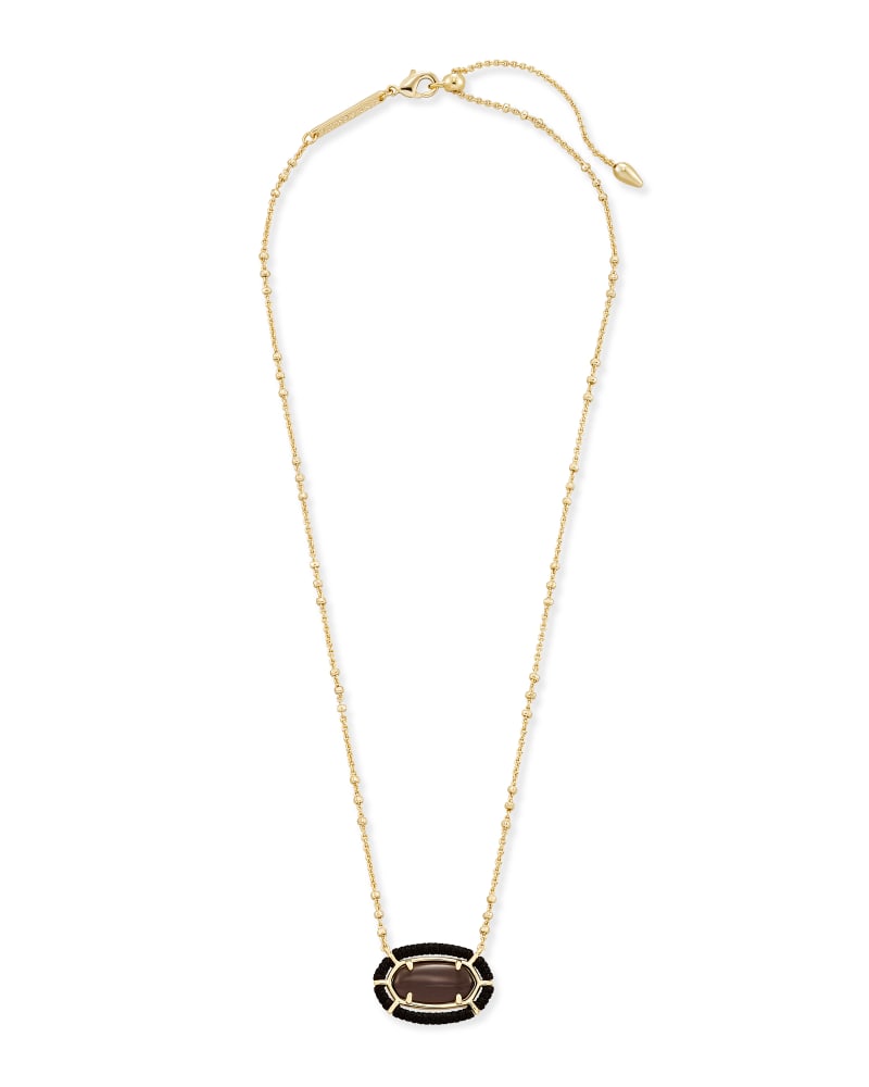 Threaded Elisa Gold Pendant Necklace in Black Cat's Eye image number 2